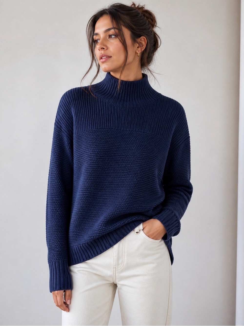 Lululemon Warm & Restore Mock Neck Wool Knit Sweater Size 6 Blue - Picture 11 of 11